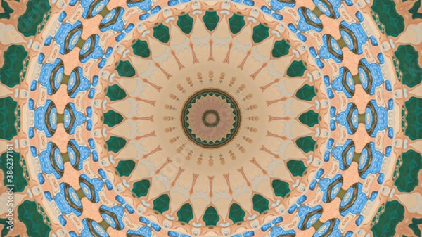 Fototapeta Abstract kaleidoscope background. Beautiful multicolor kaleidoscope texture. Unique kaleidoscope design.