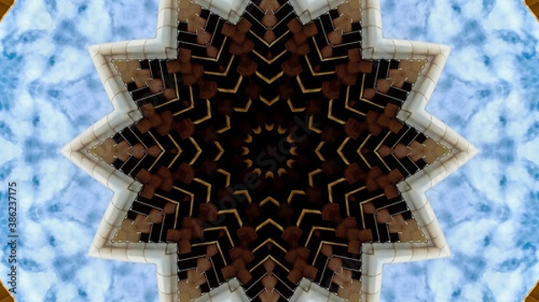 Fototapeta Abstract kaleidoscope background. Beautiful multicolor kaleidoscope texture. Unique kaleidoscope design.