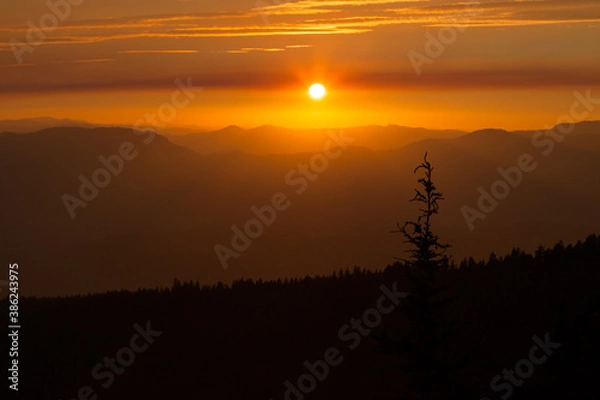 Obraz Sunset Landscape and Sky High Cascade Mountains
