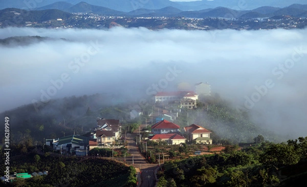 Obraz fog over the mountains