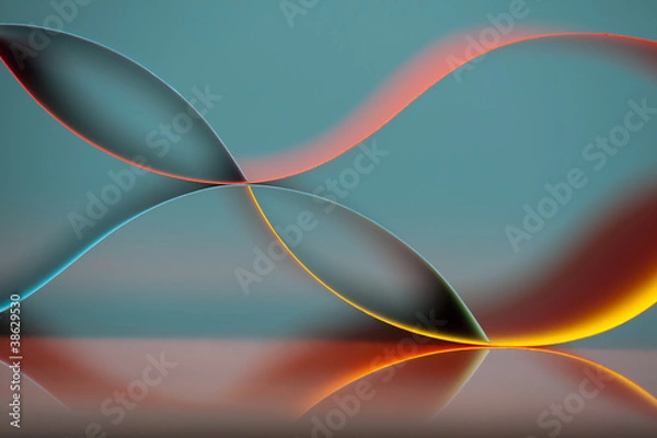 Fototapeta Curved, colorful sheets paper with mirror reflections