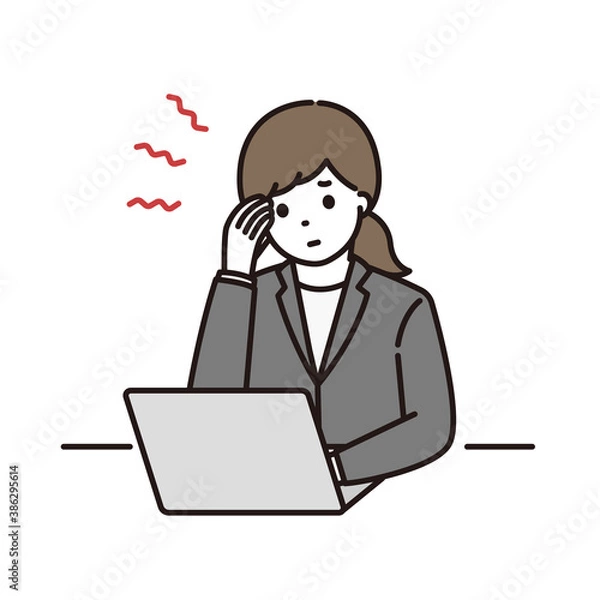 Fototapeta ビジネスウーマン 頭痛 パソコン