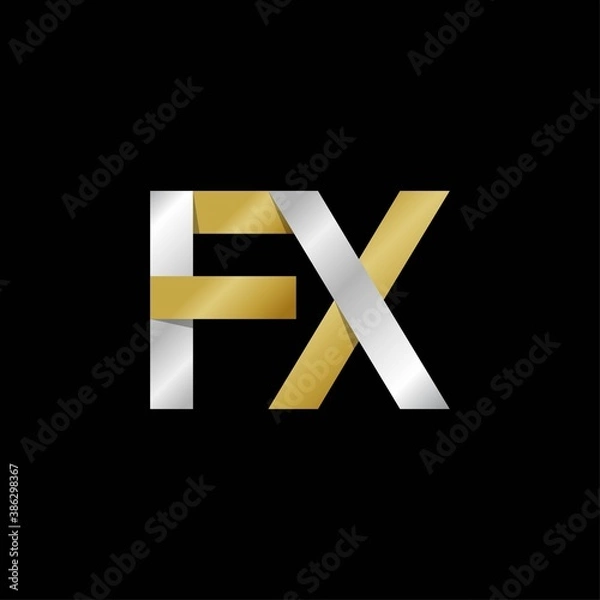 Obraz FX initial letter logo, simple shade, gold silver color