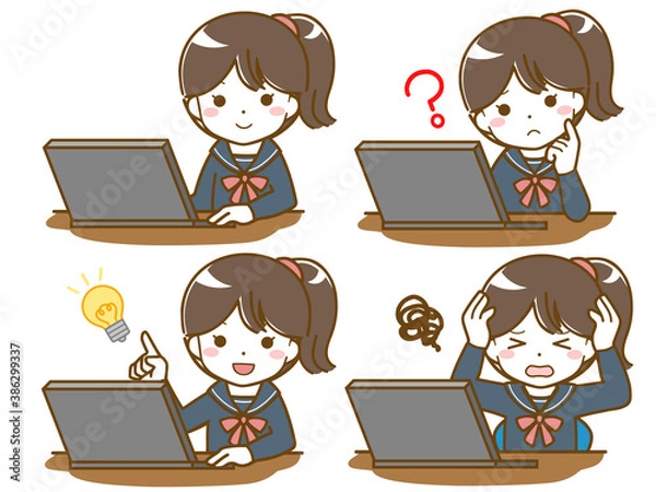 Obraz パソコンを操作する女子高生