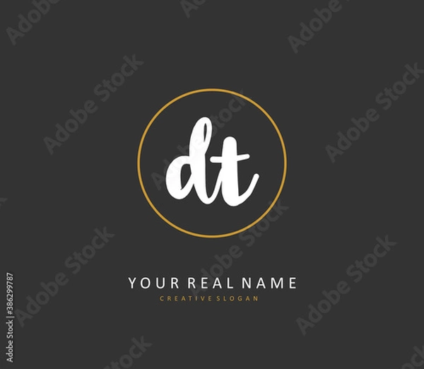 Obraz D T DT Initial letter handwriting and signature logo. A concept handwriting initial logo with template element.