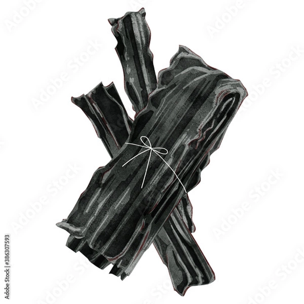 Obraz 乾燥昆布の水彩風イラスト