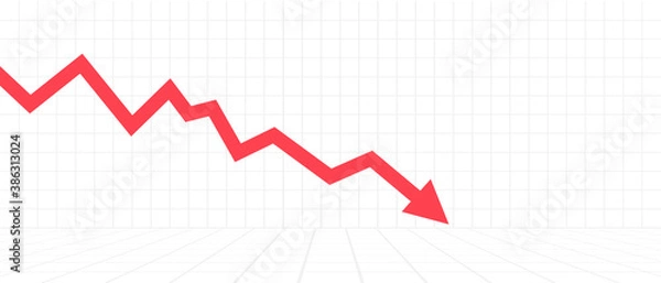 Obraz Financial Arrow going down. Vector