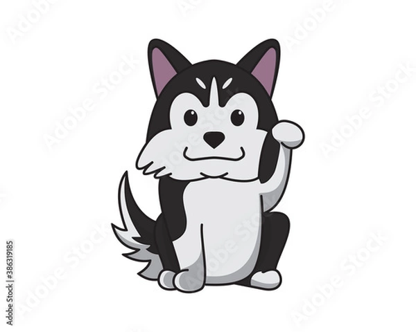 Obraz Cute and Sweet Husky Dog with Greeting Gesture Illustration