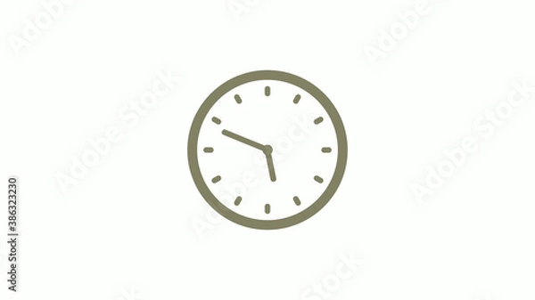 Fototapeta New yellow gray circle 12 hours clock icon on white background, Clock icon