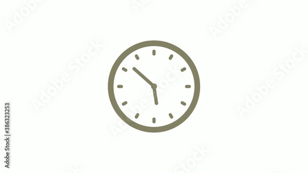 Fototapeta New yellow gray circle 12 hours clock icon on white background, Clock icon
