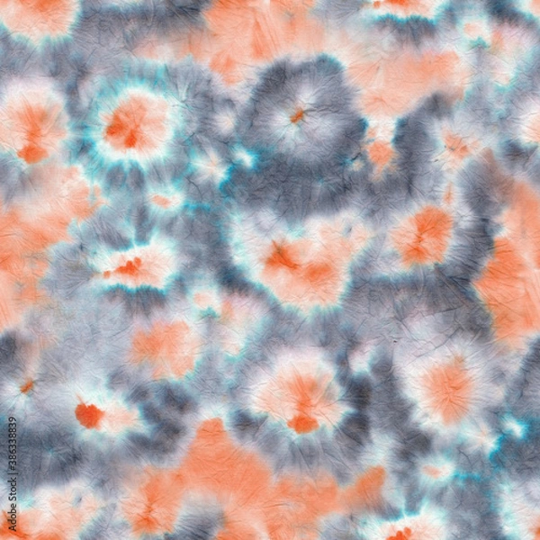 Fototapeta Tie Dye Texture Repeat. Ethnic Pattern. Psychedelic Geo Pattern. Mulicolor Hippie Borders. Abstract Bohemian Tile. Mulicolor Rug. Watercolor Pattern Print. Washed Effect.