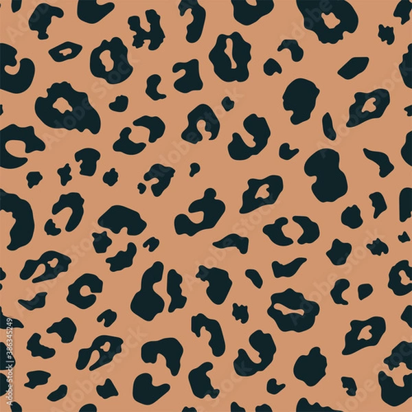 Fototapeta Vector Trendy leopard skin seamless pattern. Abstract wild animal cheetah spots brown texture for fashion print design, fabric, cover, wrapping paper, background, wallpaper
