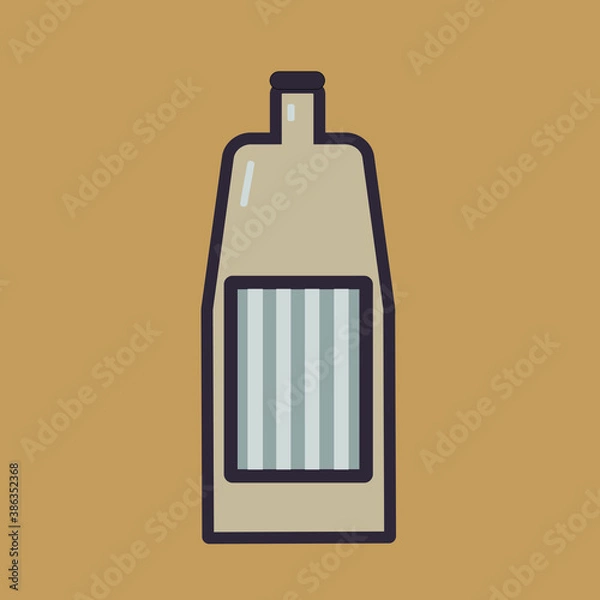 Obraz Vector image of a bottle with a white label on a brown background