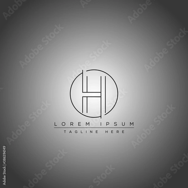 Fototapeta Minimal H letter logo design concept and round shape logo.