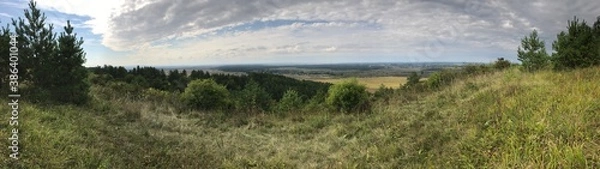Obraz nature, forest with many trees and mountains