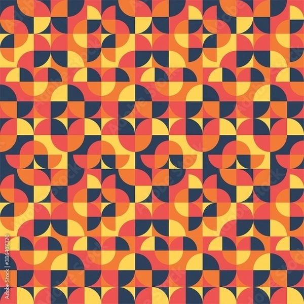 Fototapeta Beautiful of Colorful Quarter Circle, Repeated, Abstract, Illustrator Pattern Wallpaper. Image for Printing on Paper, Wallpaper or Background, Covers, Fabrics