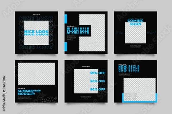 Obraz 6 social media post template. modern promotion square web banner for social media. 