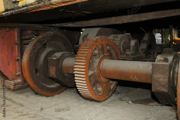 Obraz iron objects located on the territory of a plant for the production of iron steel and cast iron at a metal foundry or metal rolling plant