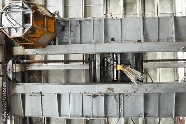 Obraz iron objects located on the territory of a plant for the production of iron steel and cast iron at a metal foundry or metal rolling plant