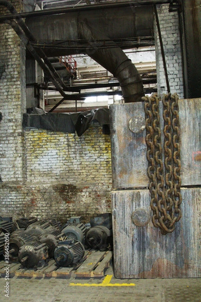 Obraz iron objects located on the territory of a plant for the production of iron steel and cast iron at a metal foundry or metal rolling plant