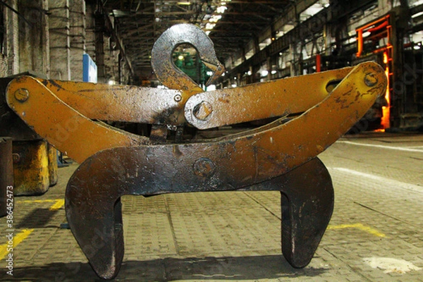 Obraz iron objects located on the territory of a plant for the production of iron steel and cast iron at a metal foundry or metal rolling plant