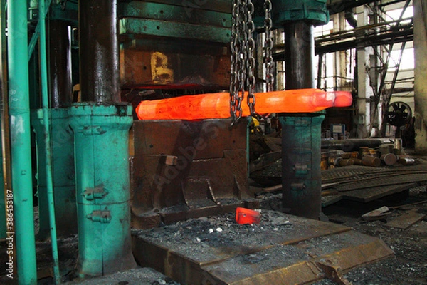 Obraz iron objects located on the territory of a plant for the production of iron steel and cast iron at a metal foundry or metal rolling plant