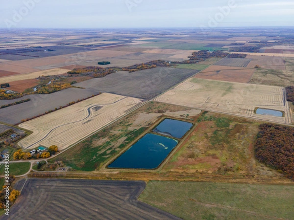 Fototapeta Aerial View of Farm Fields on an Autumn Day in North Dakota.