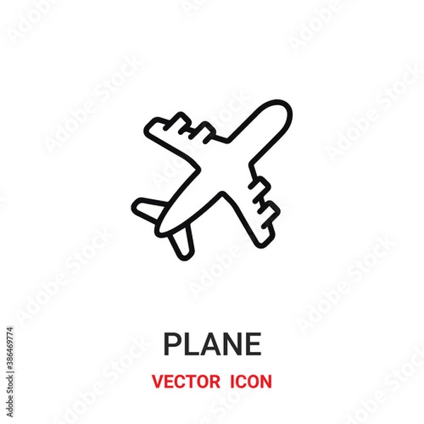Fototapeta Plane vector icon. Modern, simple flat vector illustration for website or mobile app.Airplane or jet symbol, logo illustration. Pixel perfect vector graphics