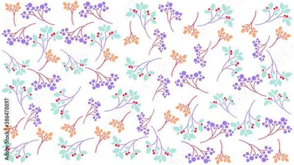 Fototapeta 植物と木の実の背景素材