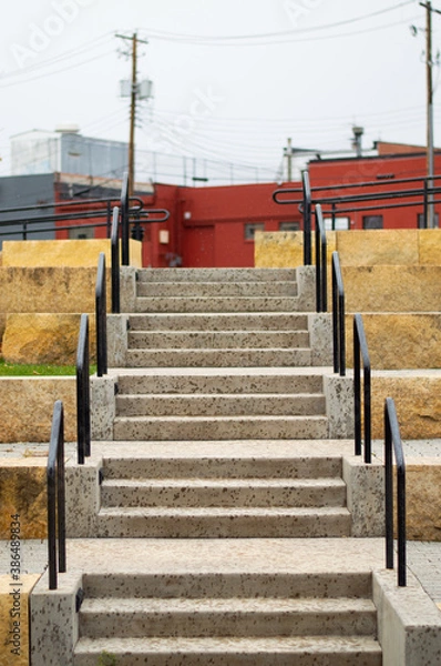 Obraz cement staircase with black railing