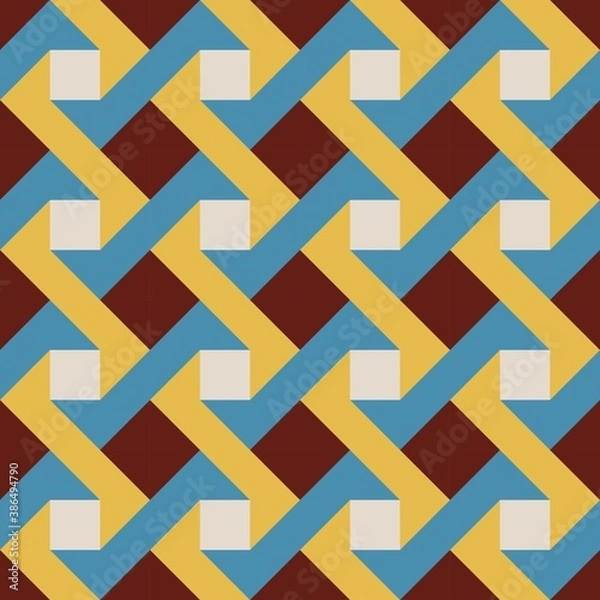 Fototapeta Barn quilt pattern, Amish Patchwork design, Abstract geometric tiled trail Vector illustration