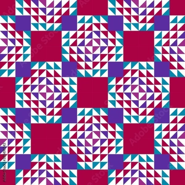 Fototapeta Barn quilt pattern, Quilting blocks, Patchwork design, Abstract geometric tile Vector illustration