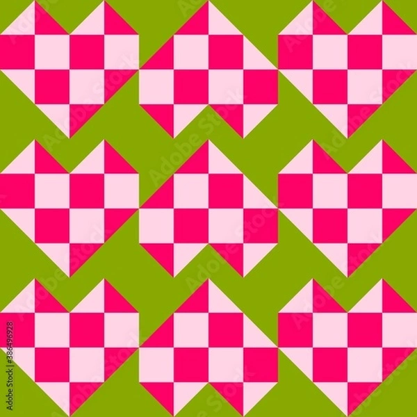 Fototapeta Barn quilt pattern, Quilting blocks, Patchwork design, Abstract geometric tile Vector illustration