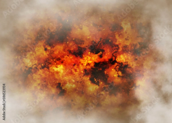 Obraz bright explosion fire burst with smoke