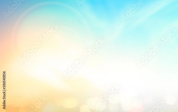 Obraz Copy space of summer vacation concept: Abstract blurred tropical beach with bokeh and flare sun light background