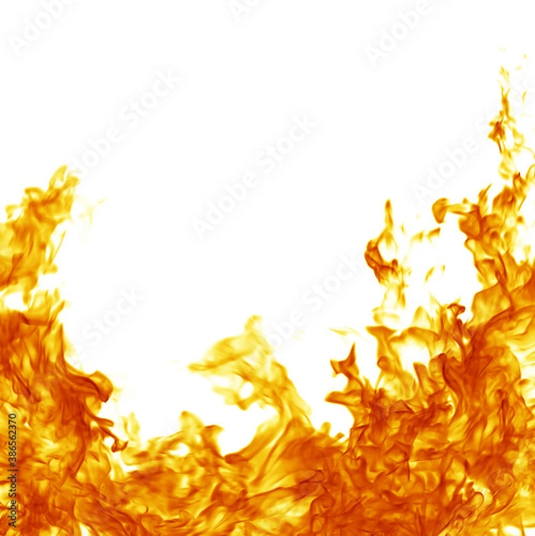 Fototapeta Fire flame isolated on white background