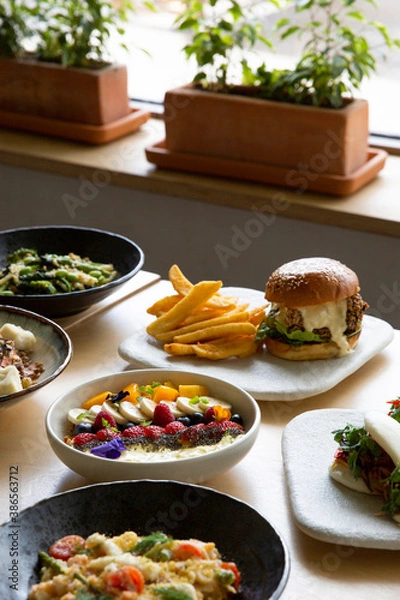 Obraz All day cafe brunch menu items on display.