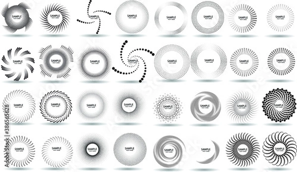 Fototapeta Halftone dots in circle form. round logo . vector dotted frame . design element