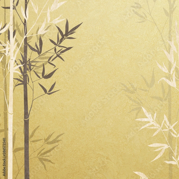 Fototapeta Asian-style golden background with bamboo bush