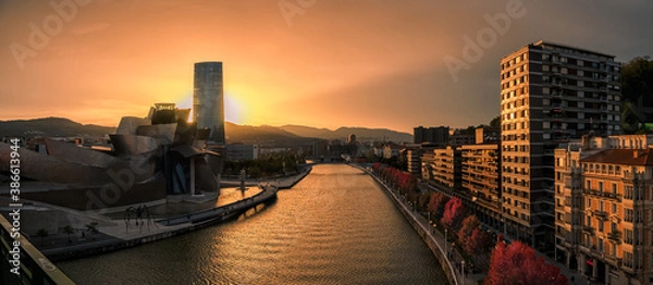 Fototapeta Sunset autumn Bilbao