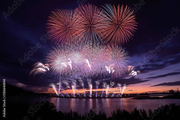 Fototapeta やつしろ全国花火競技大会「オープニング花火」