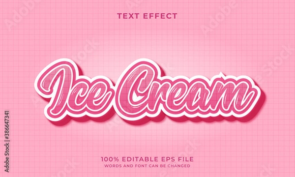 Obraz Ice cream text style - Editable text effect
