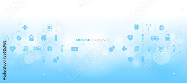 Fototapeta Abstract Medical Background with Flat Icons and Symbols. Medical Background Concept. Vector EPS 10