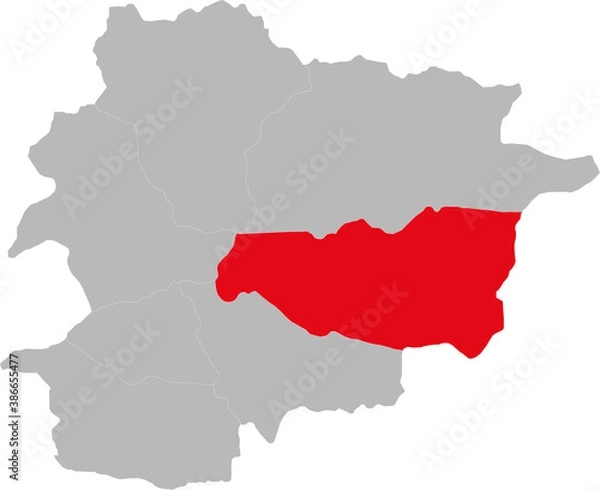 Fototapeta Encamp Parish isolated on Andorra map. Geographical map backgrounds.