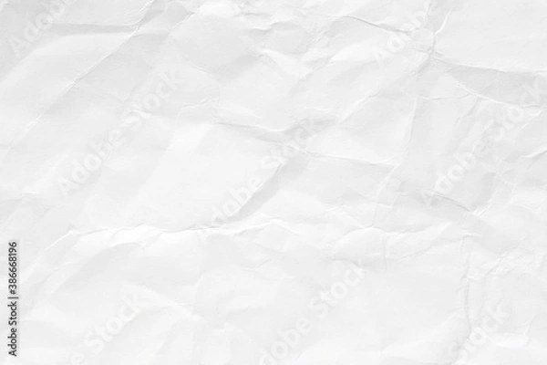 Obraz White crumpled paper background, texture old for web design screensavers. Template for various purposes or creating packaging.