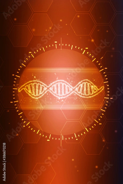 Fototapeta 2d render of dna structure, abstract background