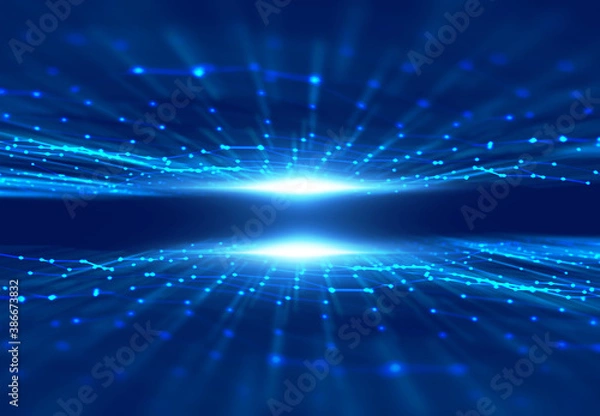 Fototapeta digital landscape with technology elements 3d illustration