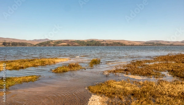Fototapeta Costal view by Point Reyes shipwreck, an abandoned boat in Inverness California, Point Reyes National Seashore