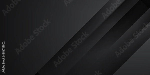 Fototapeta Elegant shiny black abstract background with light and 3D shadow layers
