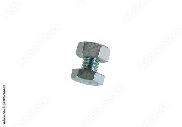 Obraz the bolt is screwed with nut isolated on white background
